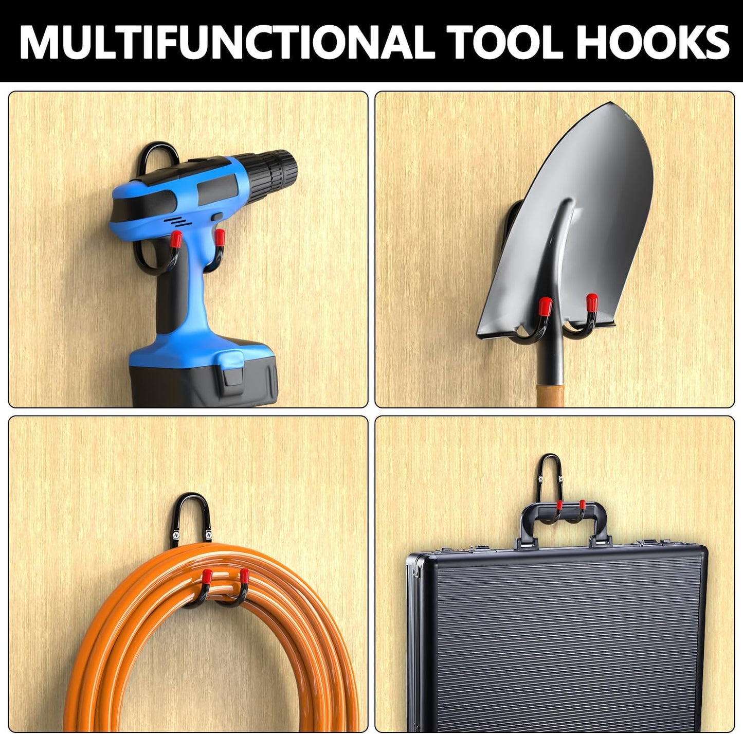 3-H Garden Hose Holder Wall Mount 2 Pack,Solid Steel Hose Hanger wih Extension Strap,Water Hose Holders for Outside to Hang Outdoor Air Hose,Ropes,Pipes,Power Tools,Ladders,Bikes,Bulk Items