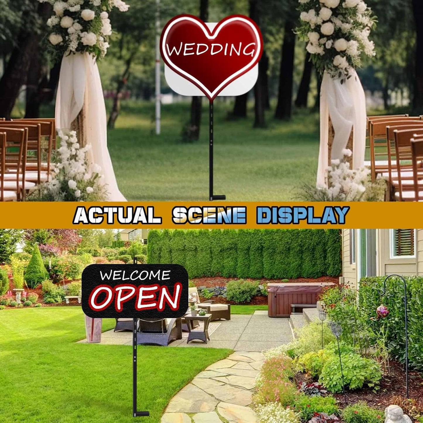 2 Pcs 46 inchens T-Bar Yard Sign Stakes Heavy Duty Metal Stake Yard Sign Holder/Black Steel Powder Coated Sign Posts for Outside/ 2mm Thickness Rust-Proof Outdoor Sign Holder for Outdoor Lawn Yard