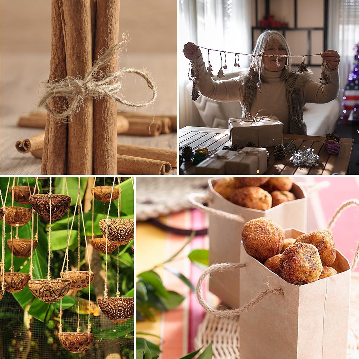 Natural Jute Twine 164 Feet Long String for Crafts Gift Wrapping Christmas Handmade Arts Decoration Packing String Home Decor (3mm * 164feet)