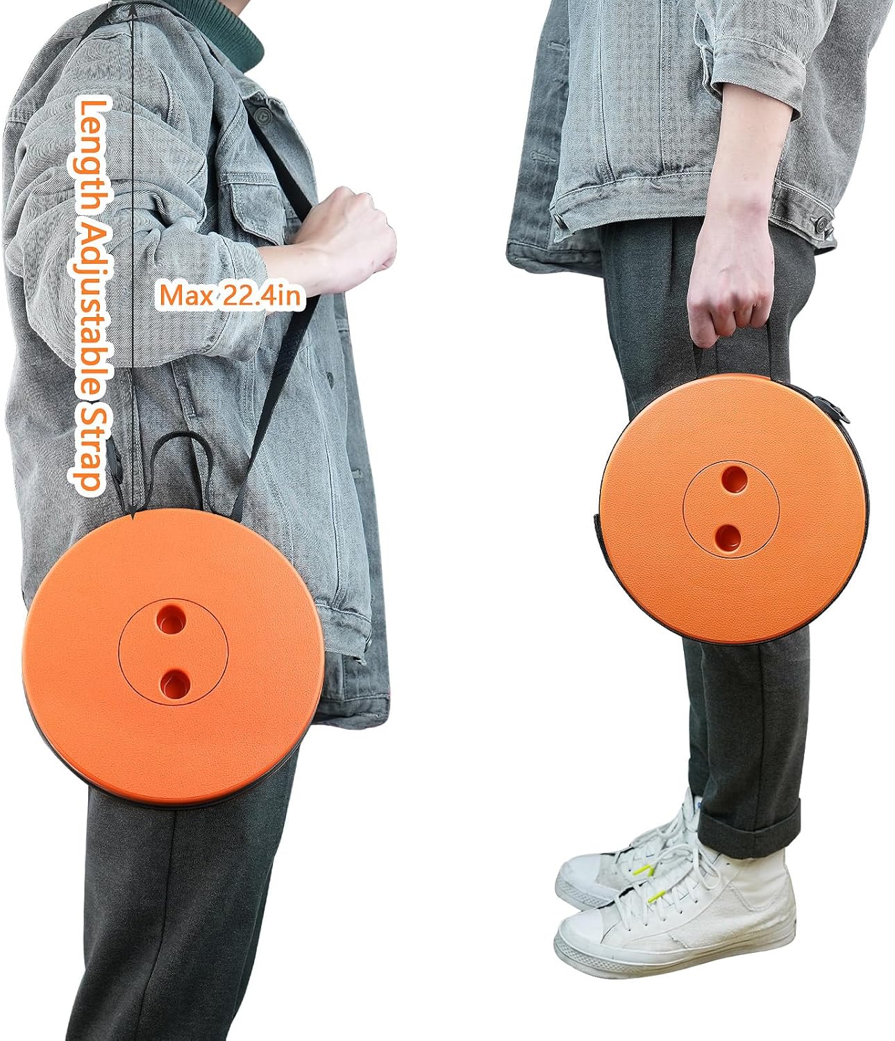 Boreeman Upgraded Folding Stool Lightweight Yet More Sturdy with Load Capacity 400lbs Portable Collapsible Stool for Camping Fishing Hiking BBQ (Orange)