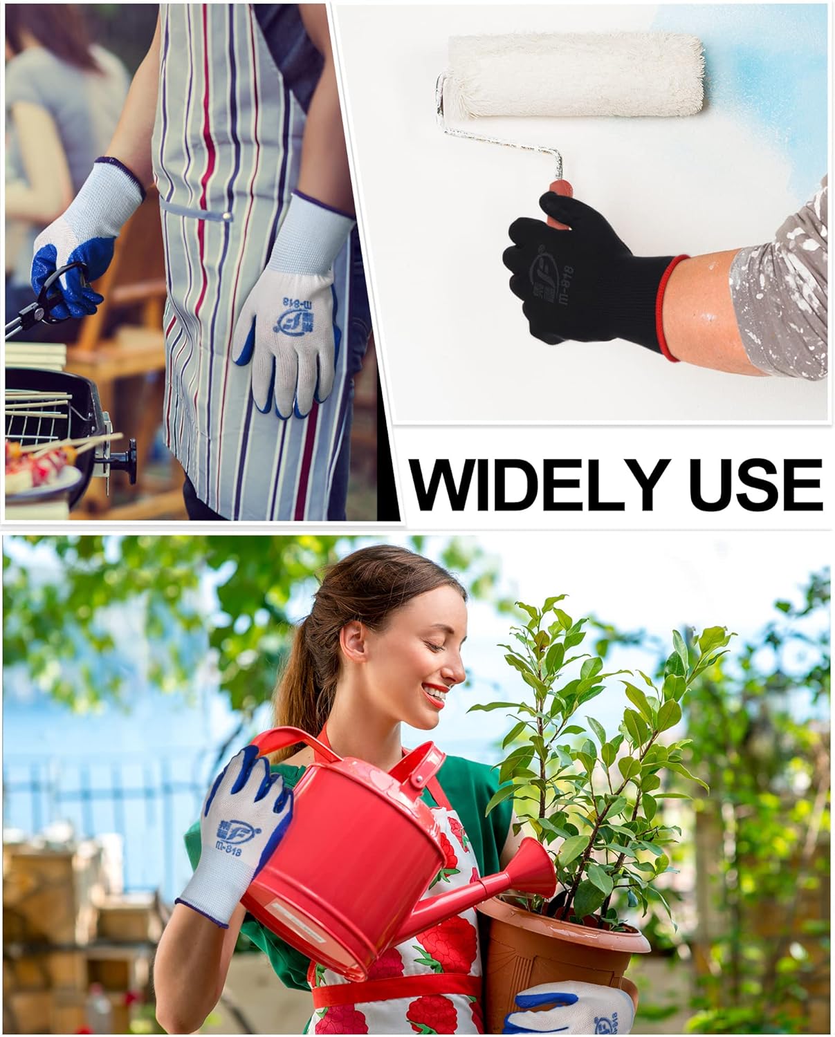 Nuogo 48 Pairs Gardening Gloves for Men Women Rubber Coated Safety Work Gloves Bulk for Gardening Construction Work