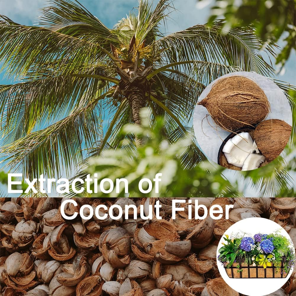 3Pcs 24“ Coco Liners for Planters, Pre-Formed Trough Coconut Fiber Liner Replacement for Window Box, Fence Flower Baskets, Garden Flower Pot (24 inch 3PCS)