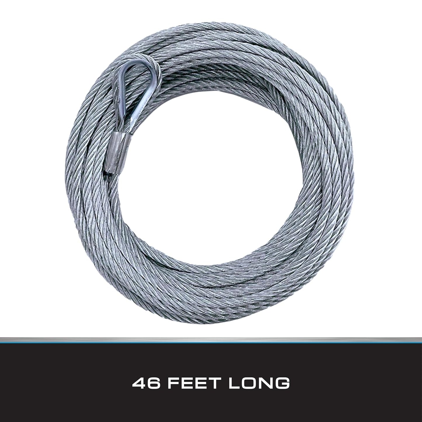 Tie Down 7x19 Aircraft Cable - Steel Cable with Loops - Deck/Zip Line/Tow/Hanging Wire - 5/32" x 46 ft with Loop