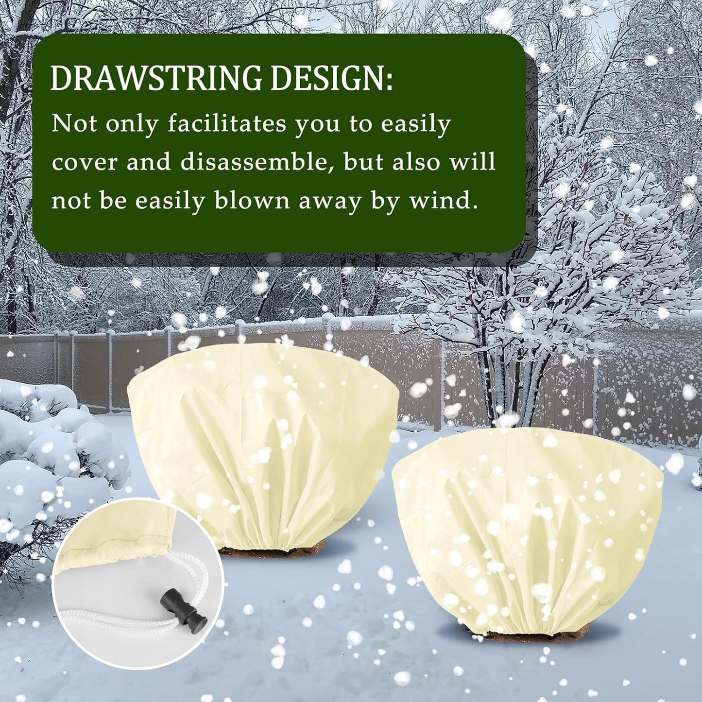 8 Pcs Plant Covers Frost Protection Bag 39.3" x 19.6" Winter Reusable Plants Jacket with Drawstring Shrub Protection Wraps Bags Frost Blanket for Winter Outdoor Garden Plants