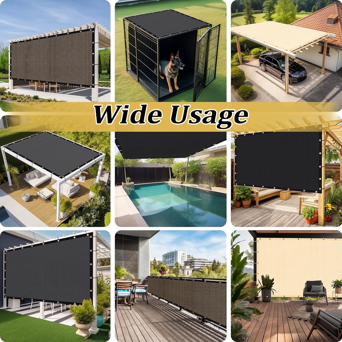Shade&Beyond Customized Size 11' X 24' Shade Cloth with Grommets, 90% UV Protection UV Protection Mesh Tarp Sun Screens for Patio GN01, Dark Gray