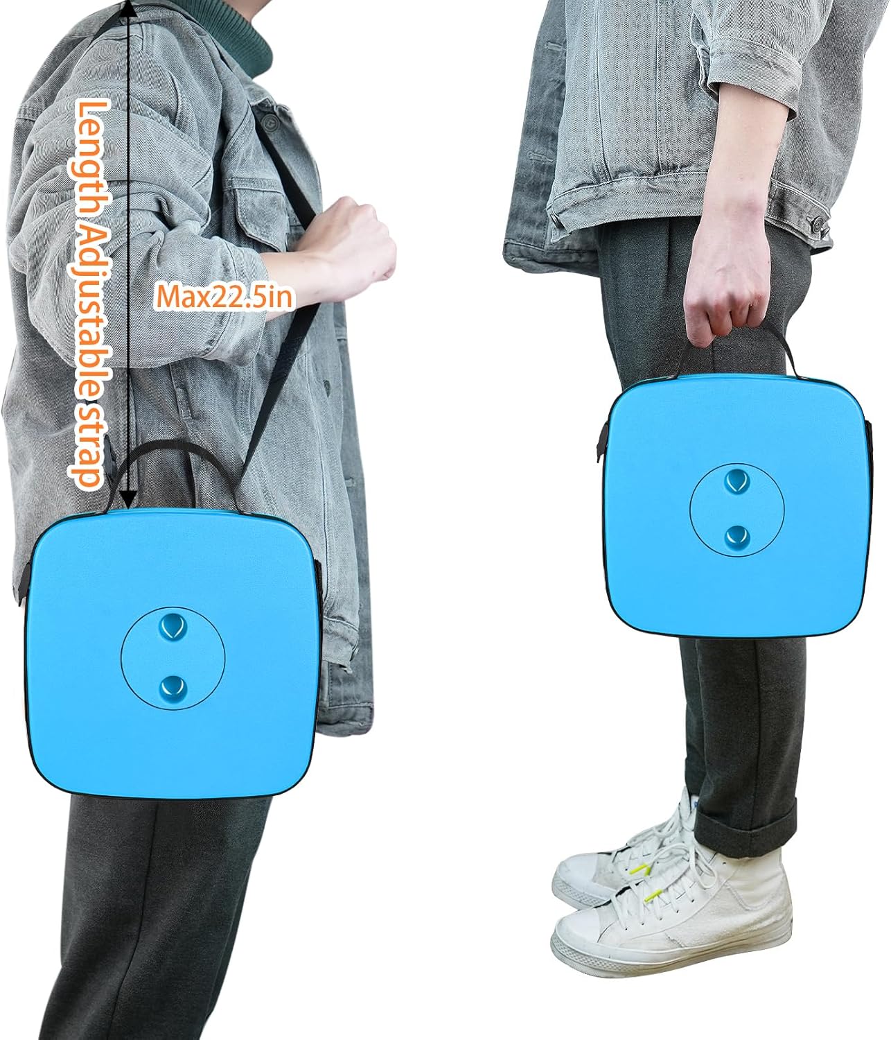 Boreeman Upgraded Collapsible Stool, Square Portable Stool, Lightweight Yet More Sturdy with Load Capacity 400lbs, Perfect for Camping Fishing Hiking BBQ (Square Blue)