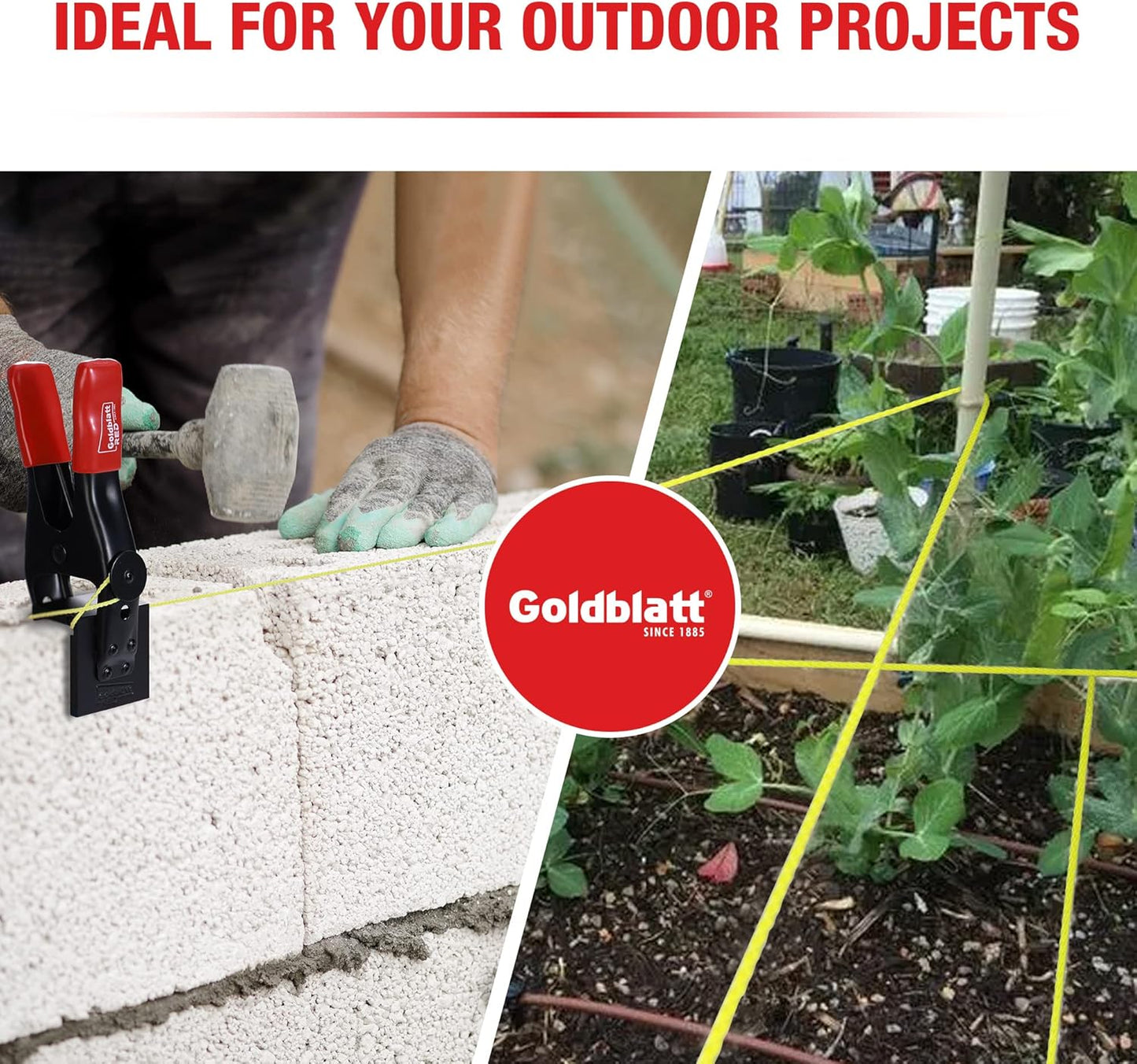 Goldblatt Mason Line, 500 Feet #18 Braided Nylon String Line, Nylon Twine for Gardening or Masonry Tools, Perfect Construction String for A String Level, Twine String for Gardening