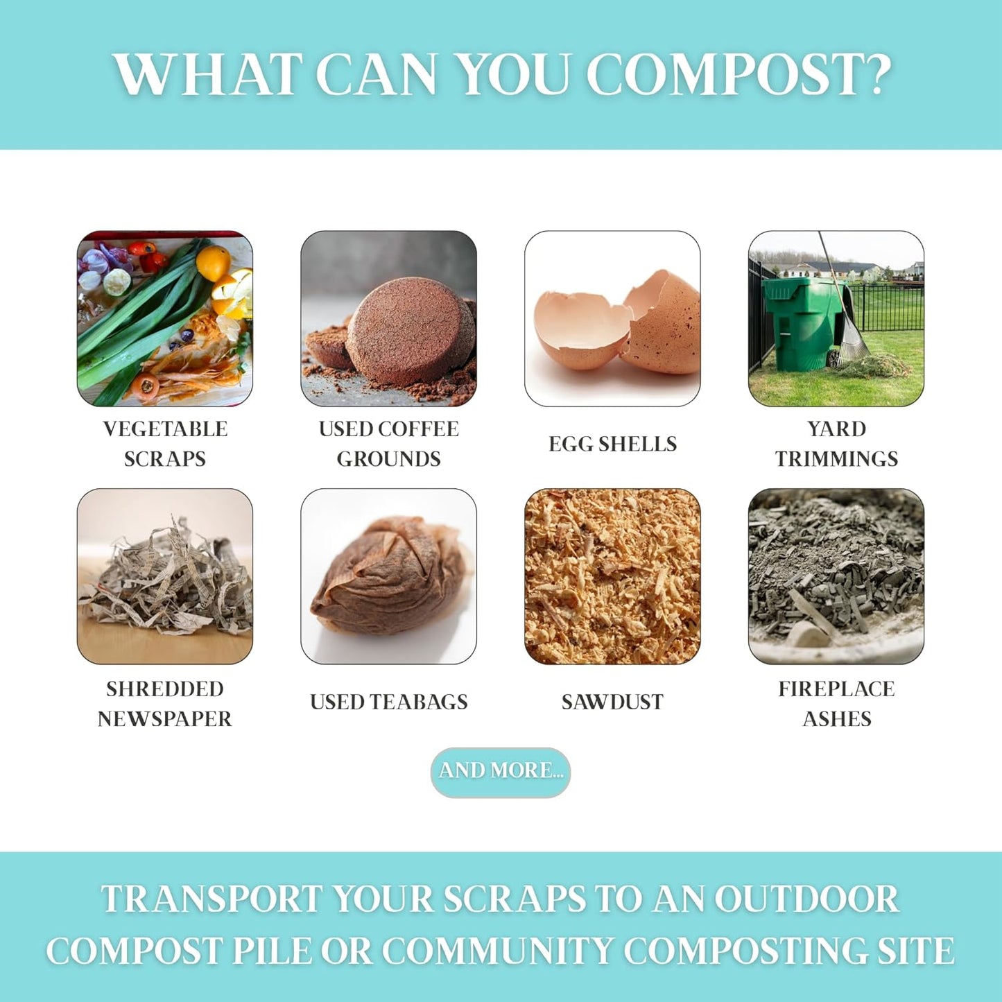 Martha Stewart Indoor Compost Bin | Countertop Composting Bucket for Kitchen | .7 Gallon Capacity | Includes Filter | Plant Based Materials | Light Blue