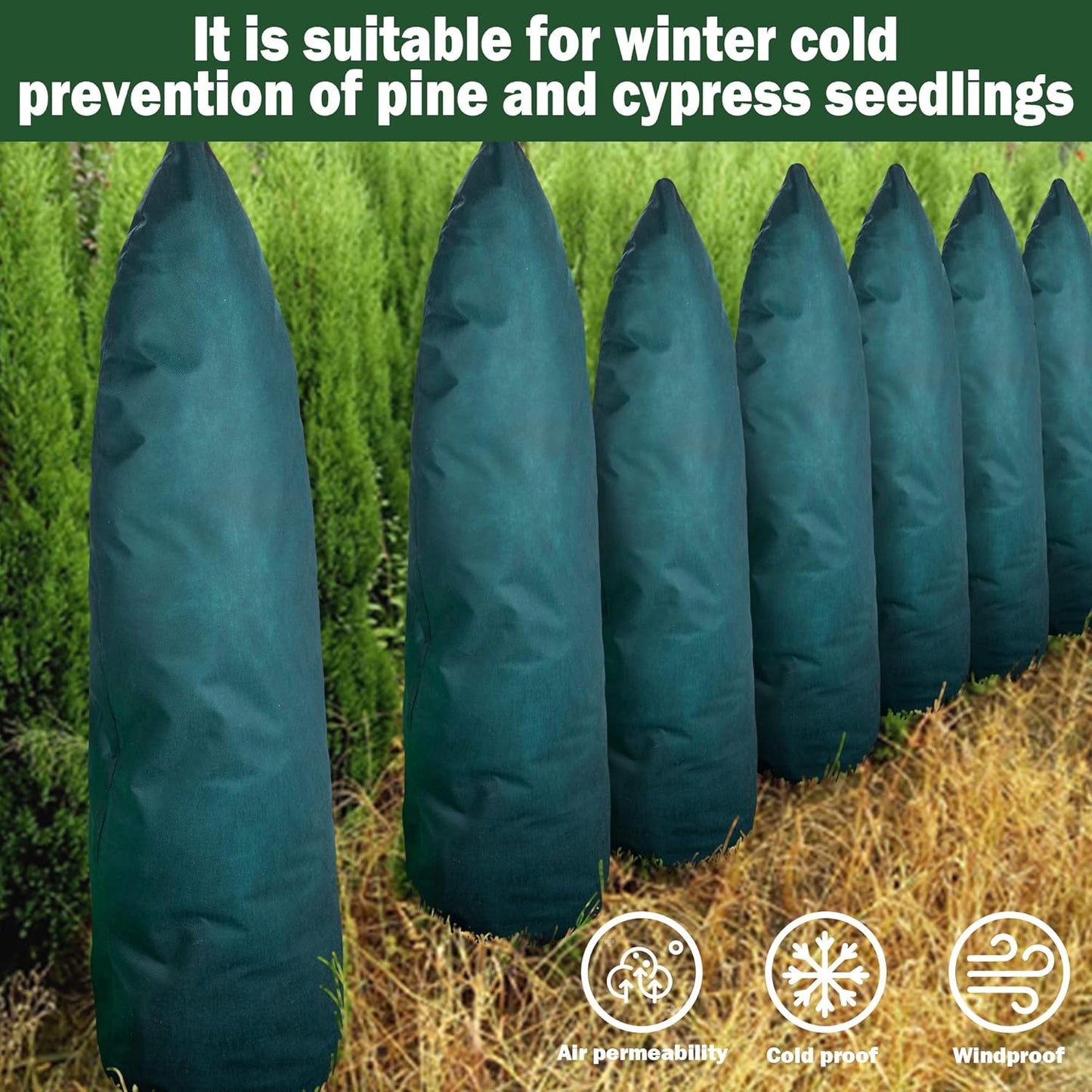 EBaokuup Zip A Tree Plant Covers Freeze Protection,79" H x 24" W Frost Blankets for Outdoor Plants,Warm Plant Protection Cover Bags for Cedars, Juniper, Cypress Trees (Medium)