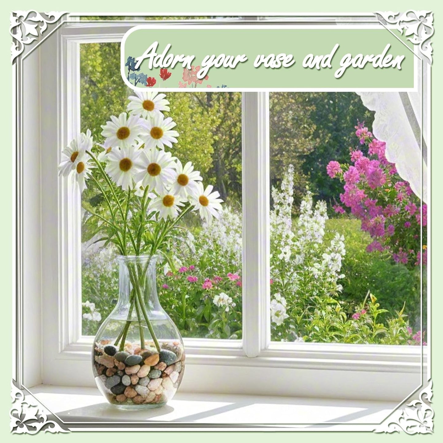 5lbs Natural River Rocks, Polished Pebbles for Plants Garden, 0.3-0.8 inch Decorative Countryside Stones, Ideal for Fish Tank, Vases, Home Decor and Garden Landscaping,Countryside