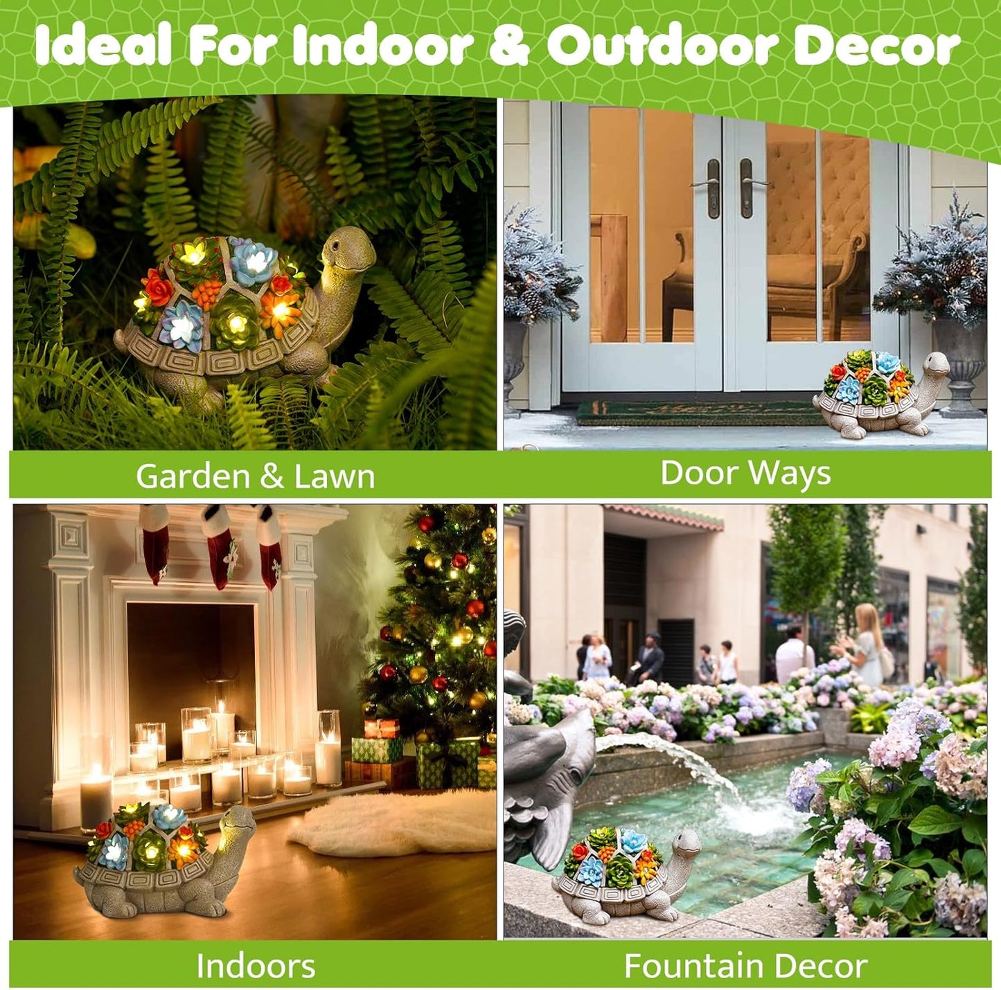 Solar Garden Turtle Statue - Turtle Decor with 7 Warming Solar LED Lights, Outdoor Decorations for Yard Patio Lawn & More, for Women, Moms, Birthdays