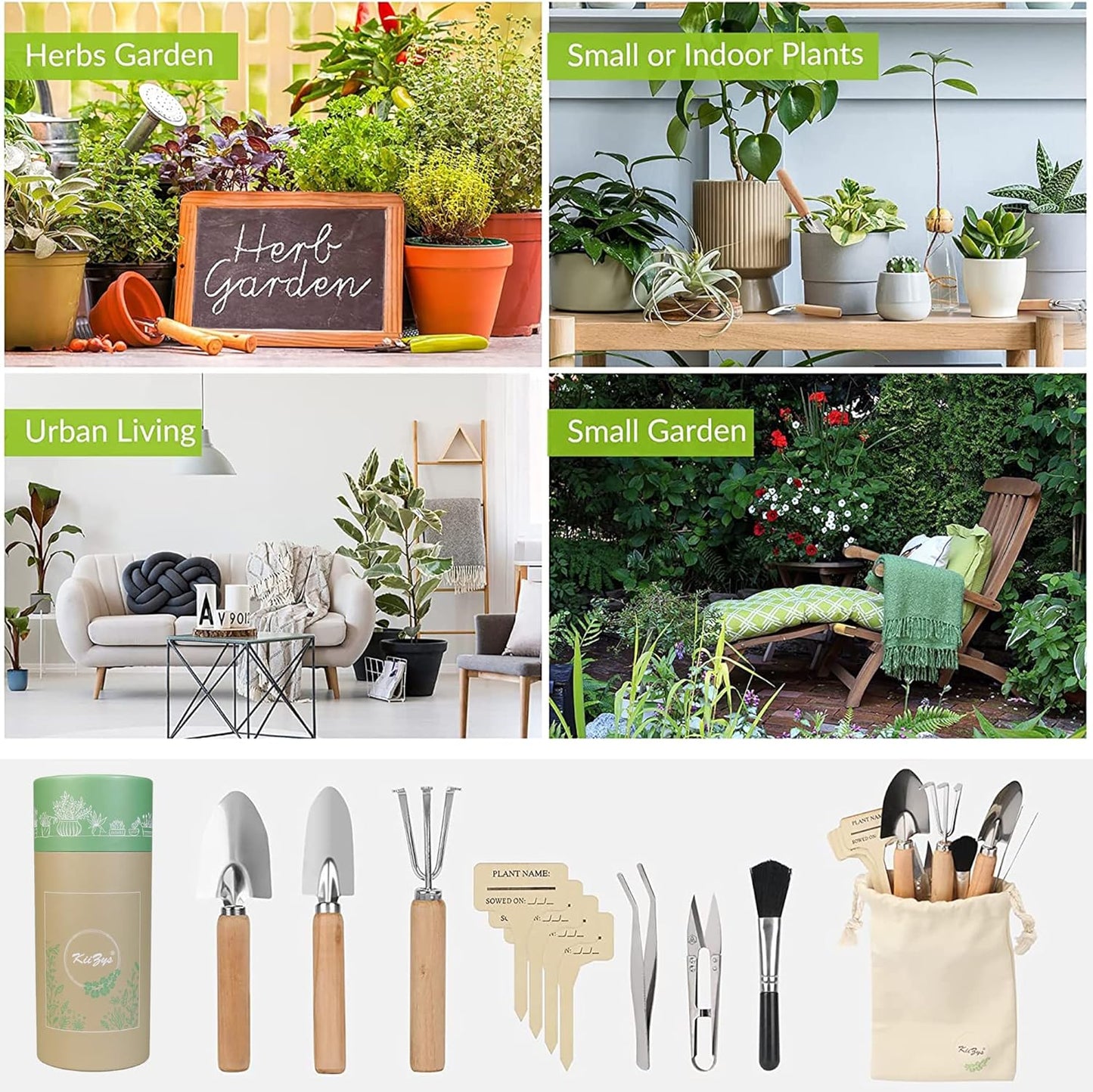 Indoor Garden Tools for Gardening - KiiZYS 12-Piece Small Garden Tools Set - Indoor Gardening Gifts for Women - Mini Hand Tools House Plant Tool