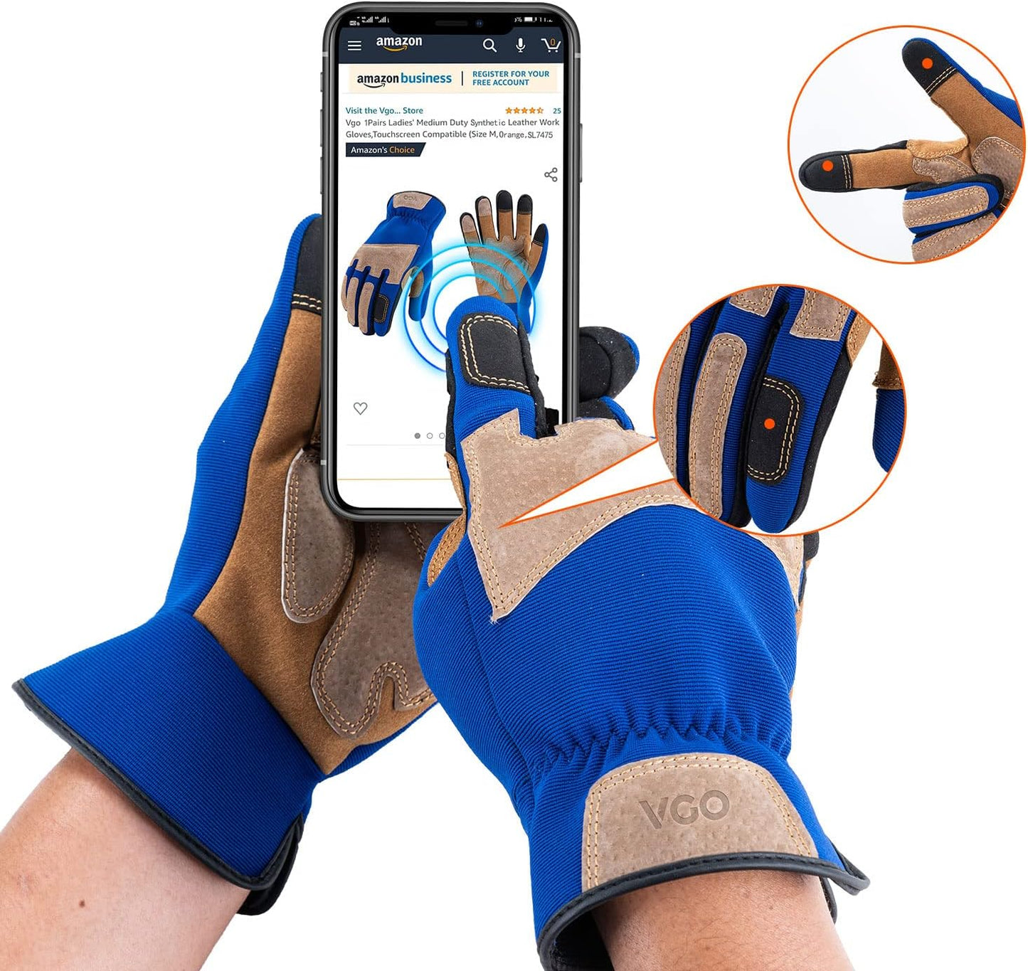Vgo... 1-Pair Gardening Gloves Men, Safety Work Gloves, Puncture-proof, Thornproof, Touchscreen (SL7475)