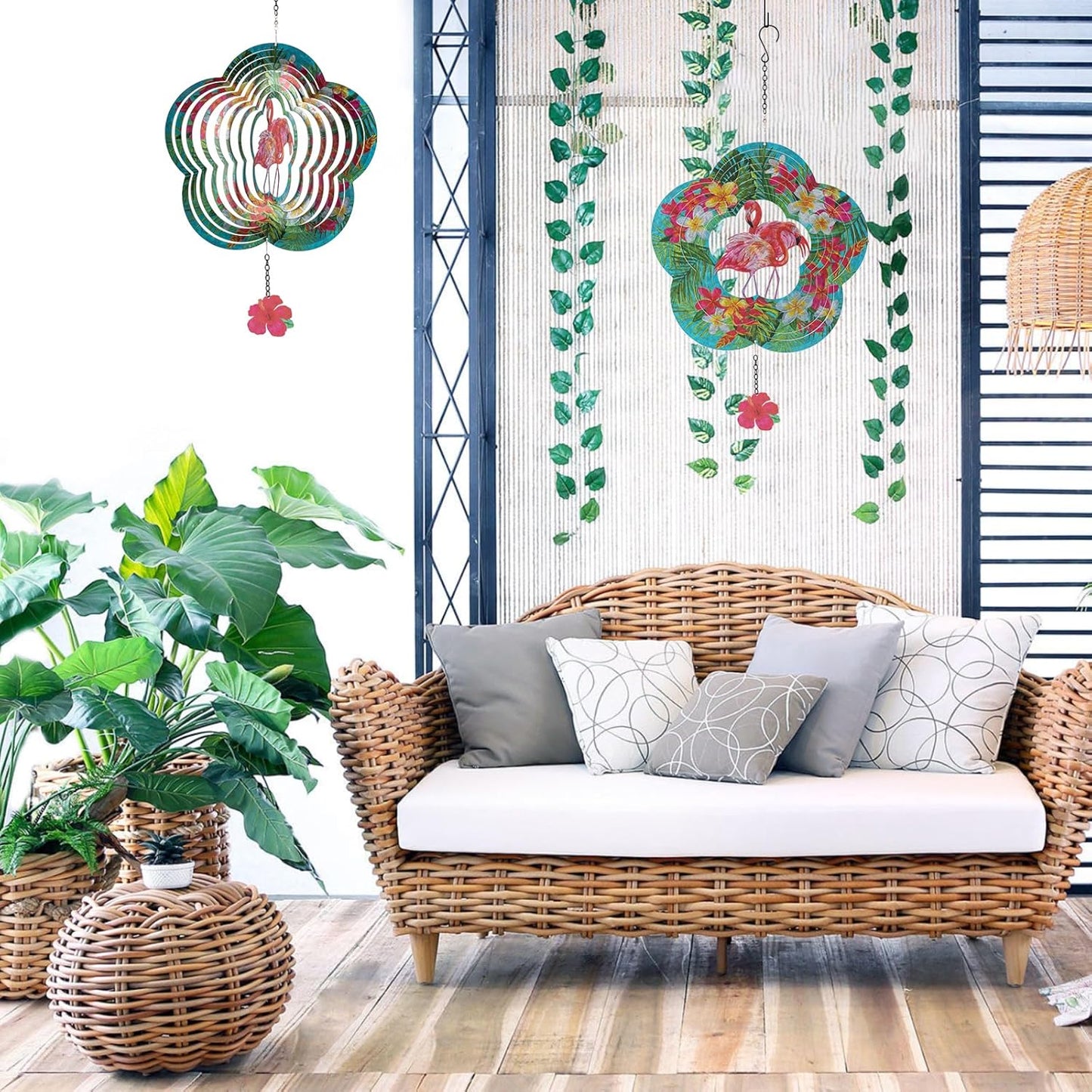 Flamingo Hanging Wind Spinners - Flamingo Gifts for Mom Women Grandma, Metal 12-Inch 3D Laser Cut Art Outdoor Kinetic Wind Spinner Clearance for Yard Patio Garden/Indoor Decor