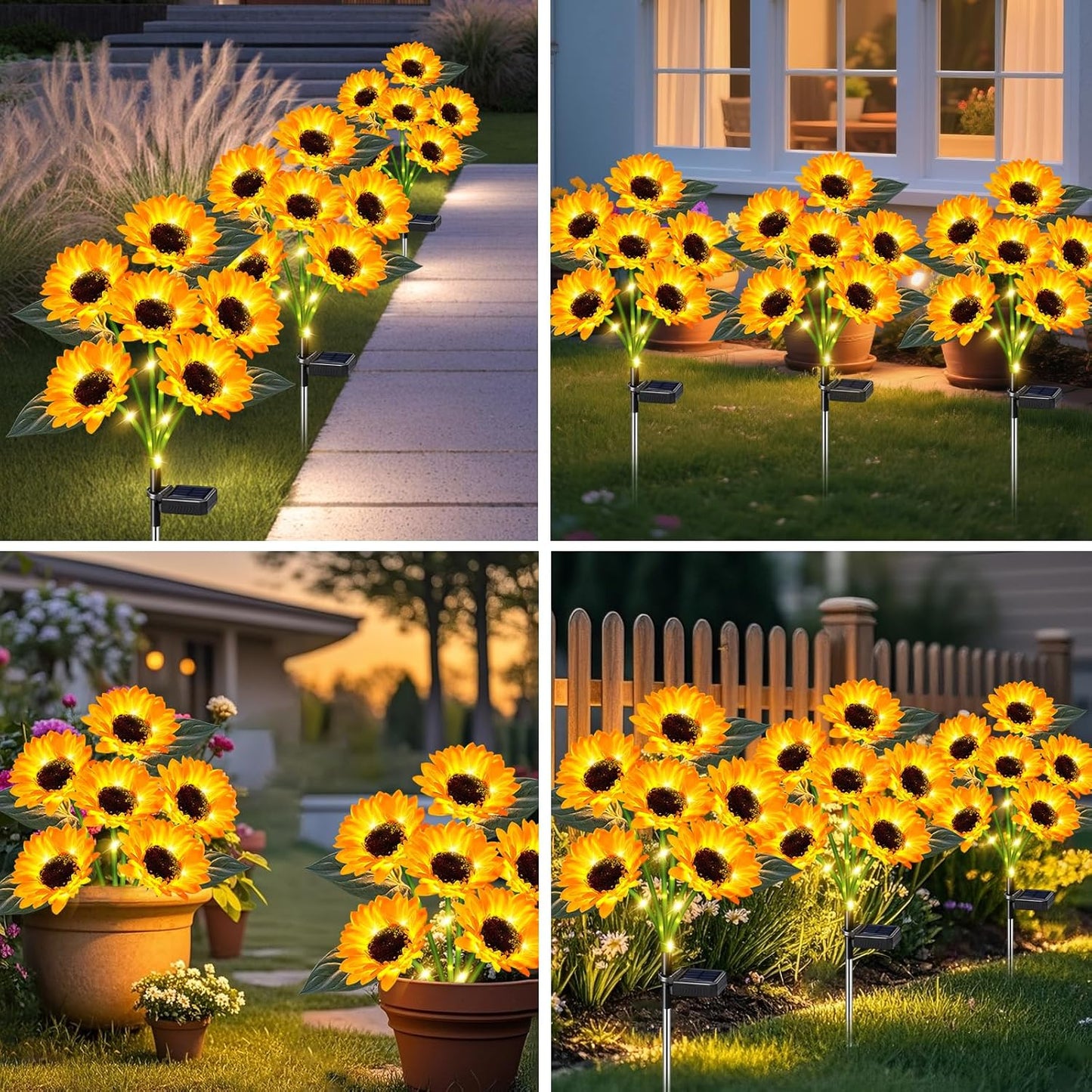 Sunflower Solar Lights Outdoor Decor, 6 Pack Solar Garden Decor 36 Waterproof Solar Sunflower Outdoor Lights for Garden Patio,Flower Bed, Pathway, Gift for Women, Mom, Grandma (6 Pack)