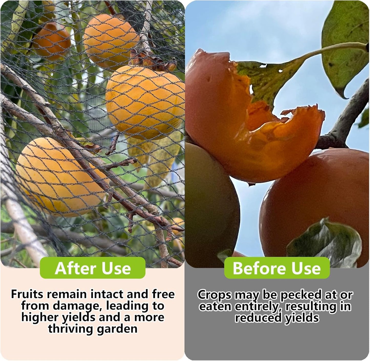 10x50ft Bird Netting for Garden Woven Mesh Garden Netting for Plants, Vegetable, Fruit Trees, Blueberry Bushes, Strawberries Against Birds, Deer, Squirrels and Other Animals