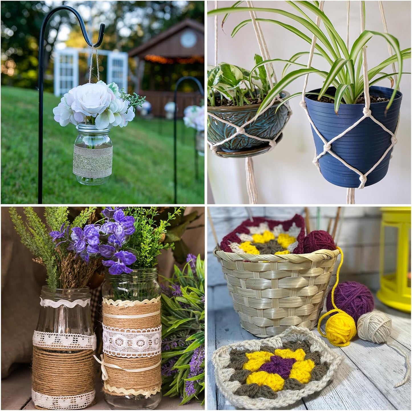 uxcell 328 Feet Natural Jute Twine String,3mm Thin Garden Twine Rope Colored Plant String Cord for DIY Art Crafts Gift Wrapping Decoration Packing Gardening Plant Hanger,Light Purple