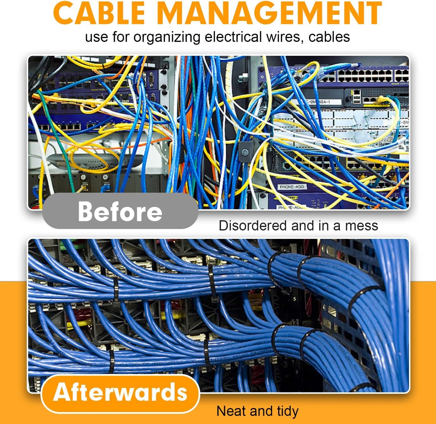 1200pcs Black Cable Zip Ties 12 Inch, Heavy Duty Plastic Nylon Tie Wraps with 50lb Tensile Strength for Indoor & Outdoor