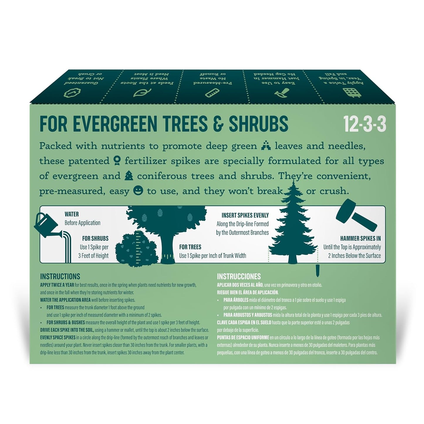 Fertilizer Spikes for Evergreen Trees & Shrubs (12 Spikes - 3.0 Lbs)