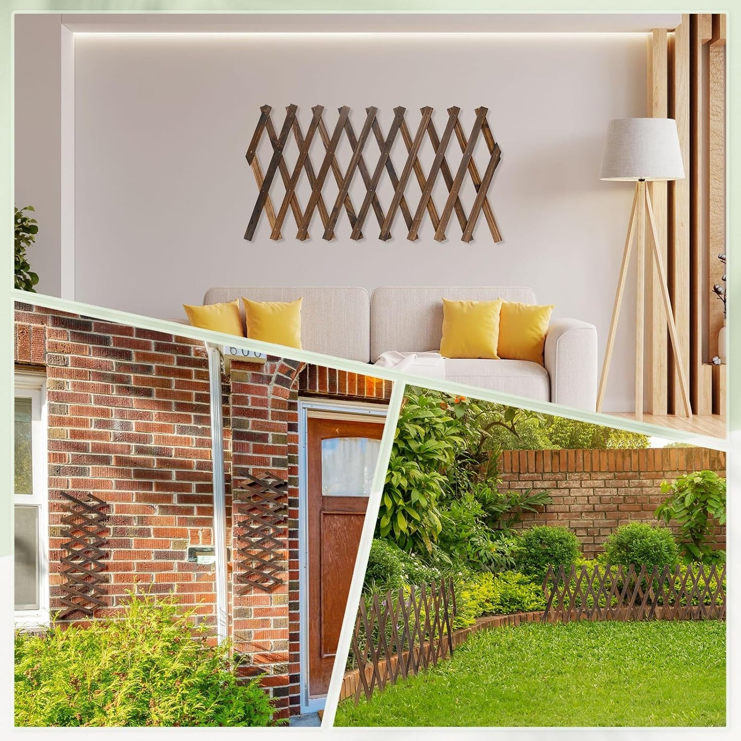 2-Pack Expandable Willow Trellis, 12" x 75" Wooden Lattice Panels Wall Fence for Outdoor Yard Climbing Plants Vine Balcony Patio Decor, Expandable Plant Support Trellis