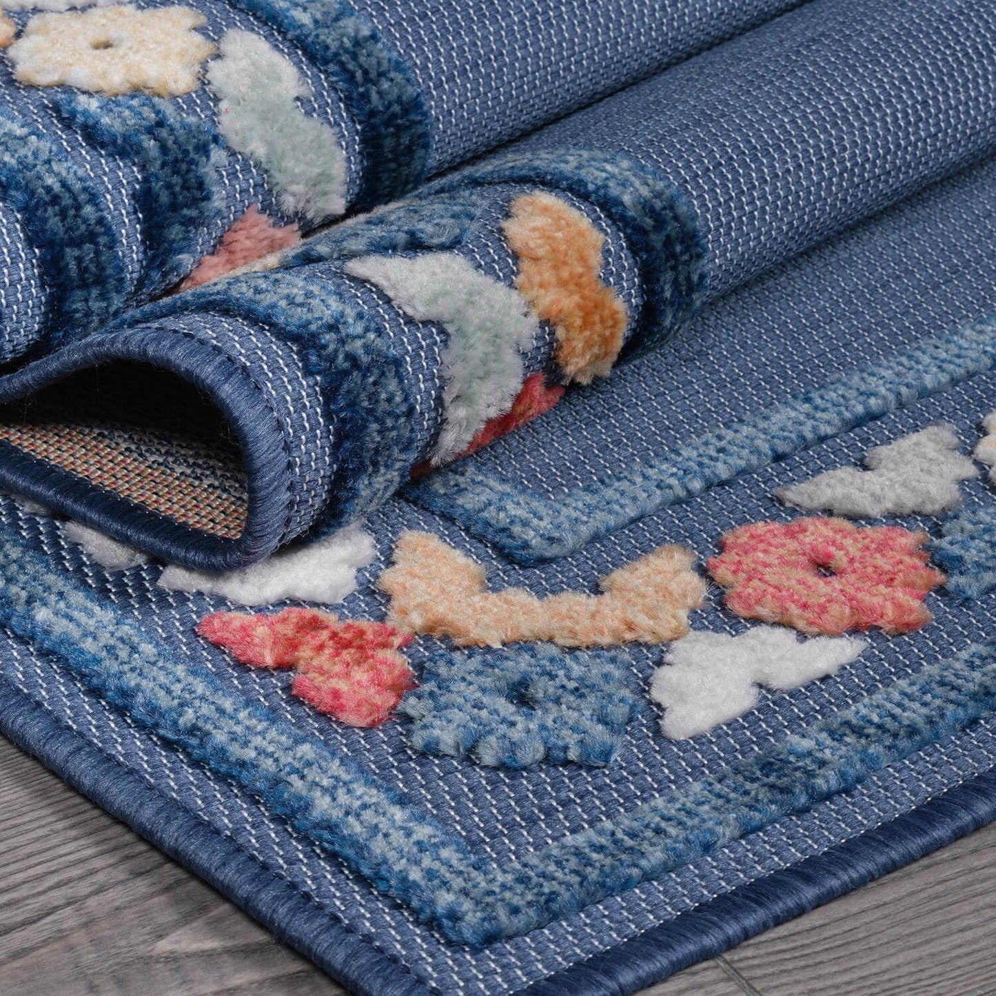 Beverly Rug Outdoor Rug 5x7 Modern Bordered Area Rugs for Indoor and Outdoor Patio Easy to Clean Non Shedding Living Room Porch Garden Washable Outside Carpet (5 x 7 Blue)