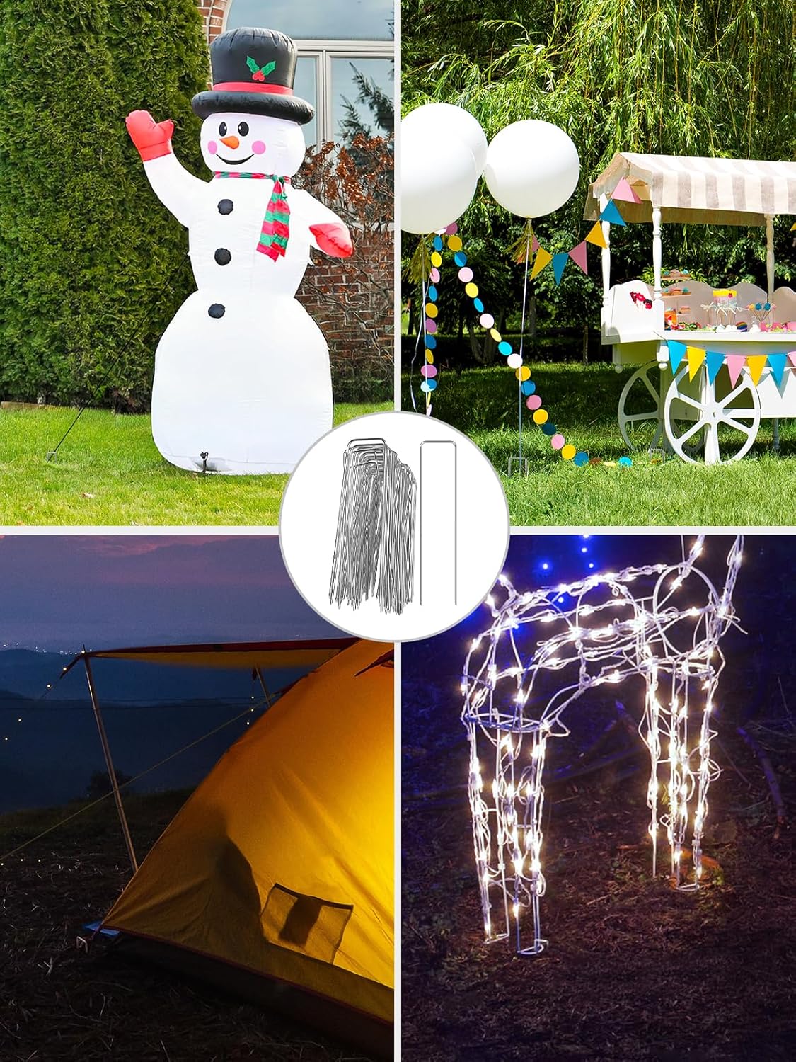 GROWNEER 4 Inch 100 Pack Landscape Staples Heavy Duty 11 Gauge Galvanized Steel Garden Stakes Staples Securing Pegs for Securing Weed Fabric Landscape Fabric Netting Ground Sheets and Fleece