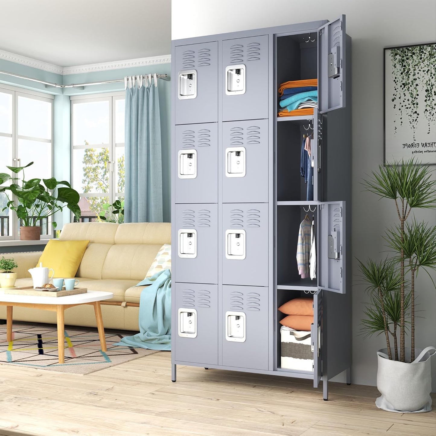 Metal Lockers for Employees, Storage Employee Locker, 72" Storage Lockers with Shelves Steel Cabinet for Home (Gray, 12 Door)