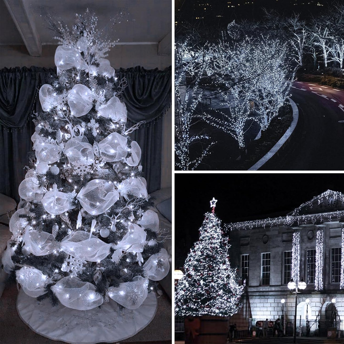 Upgrade Solar String Lights for Outside 2 Pack Total 180FT 500LED String Lights Outdoor with 8 Modes, IP65 Waterproof Outdoor Solar Twinkle Lights, Garden Tree Party Christmas Decorations, Cool White