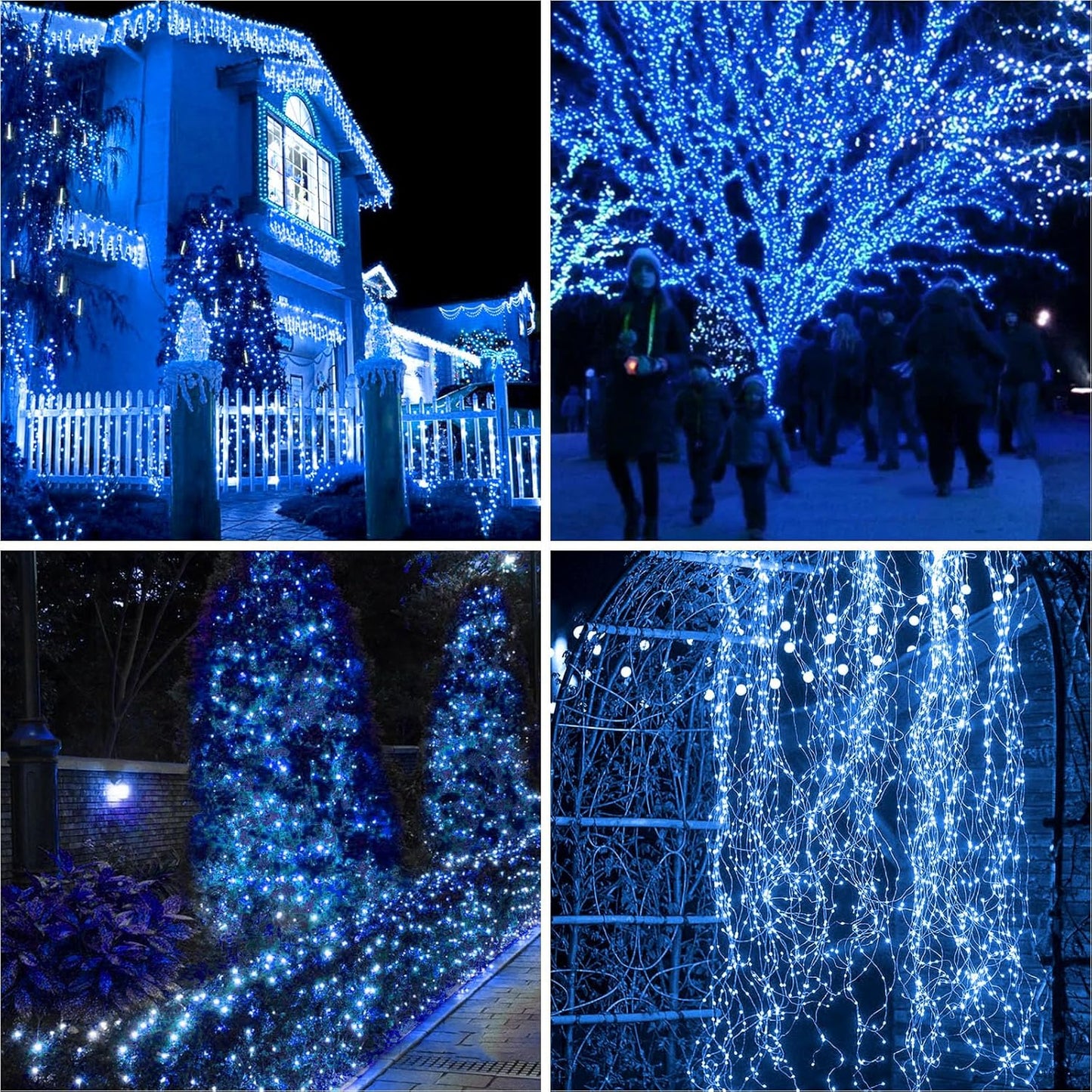 2 Pack Solar String Lights for Outside - 160LED 66FT Solar Fairy Lights Outdoor Waterproof 8 Modes, Copper Wire Solar Powered Twinkle Lights for Tree Garden Christmas Wedding Party Decor, Blue