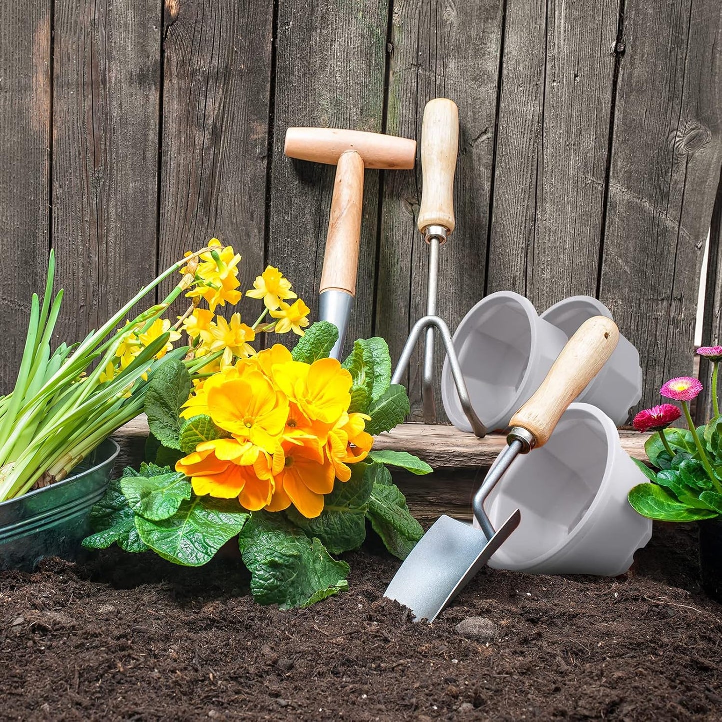 Roshtia 24 Pcs Hanging Plastic Planter Pot with Hook Flower Pots Baskets Hanging Nursery Planter Holder for Outdoor Indoor Plant Garden(Ceramic White,6.7 Inch)