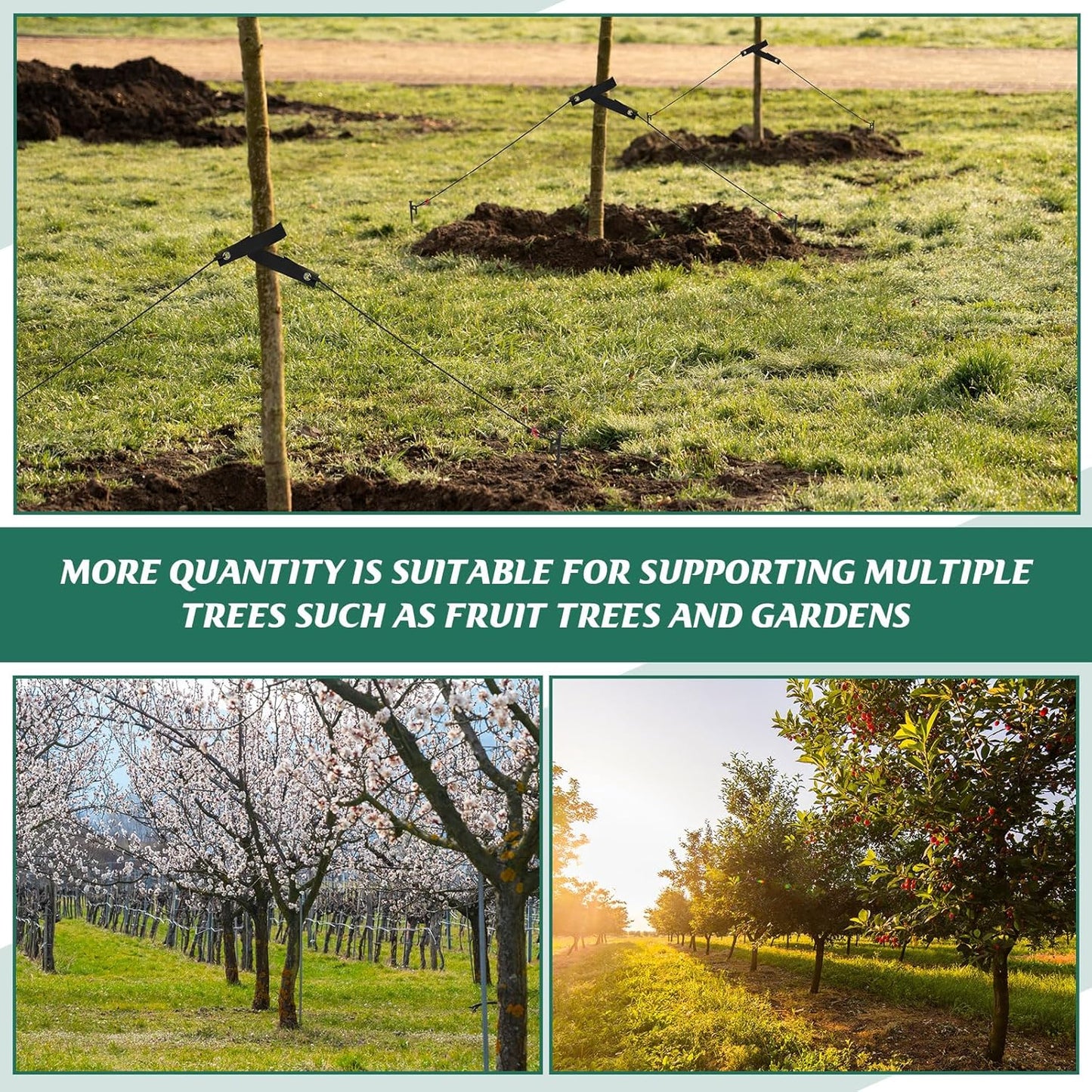 Suzile 120 Pcs Tree Stake Kit, Heavy Duty Tree Staking and Supports for Leaning Trees Include 11. 8'' Steel Stakes 15. 8'' Support Straps 13. 12 ft Ropes for Anchoring Hurricane Protection (Black)