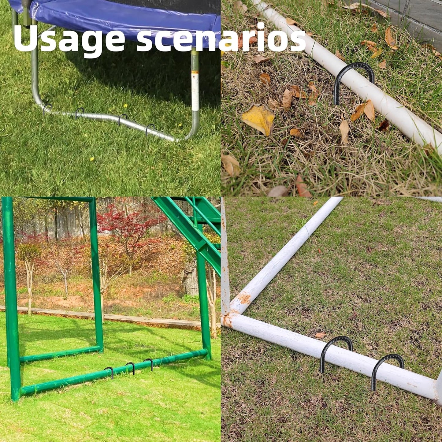 18 Pieces 12-Inch Garden Ground Stakes Galvanized Steel J Shape Hook Rebar Stake - Heavy Duty Anchors for Tents, Position Kits,Fences, and Trampolines