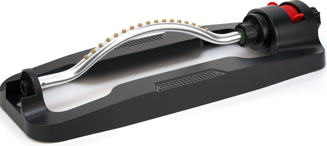 Garden Oscillating Lawn Sprinkler with 17 Brass Nozzles: Stable and Durable Coverage up to 3,600 Sq Ft