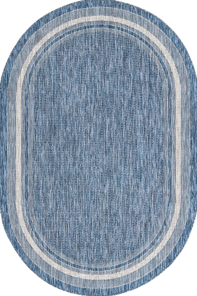 Unique Loom Outdoor Border Collection Area Rug Review: Blue and Ivory Oval Rug for Indoor and Outdoor Use