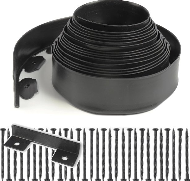 4-Inch Tall No-Dig Landscape Edging – 33FT Flexible Garden Border with 30 Spikes for Lawns, Flower Beds, and Yard Landscaping