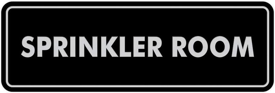 Signs ByLITA Standard Sprinkler Room Sign Black and Silver – Medium Door Mount Safety Sign