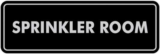 Signs ByLITA Standard Sprinkler Room Sign Black and Silver – Medium Door Mount Safety Sign
