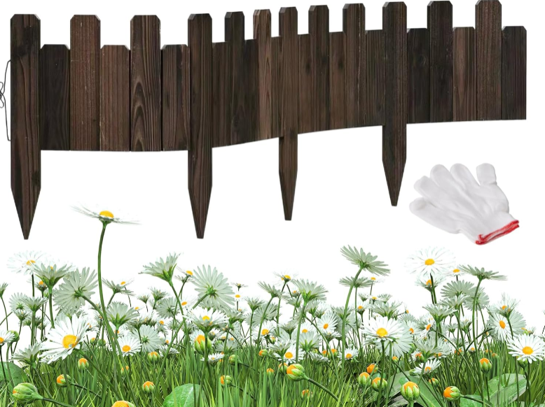 3-Pack Wood Garden Edging Fence – No Dig Landscape Border for Lawn, Flower Beds & Pathways