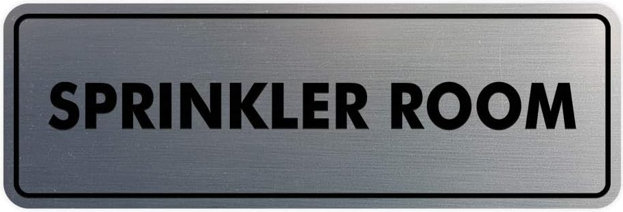 Signs ByLITA Standard Sprinkler Room Sign – Brushed Silver Medium Door Mount Plate
