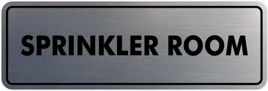 Signs ByLITA Standard Sprinkler Room Sign – Brushed Silver Medium Door Mount Plate