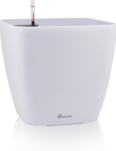 Dexceder 13x12 Self-Watering Planter with Wheels – Large Indoor/Outdoor Flower Pot with Water Level Indicator