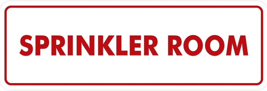 Signs ByLITA Standard Sprinkler Room Sign (White/Red) – Medium Size for Clear Safety Identification