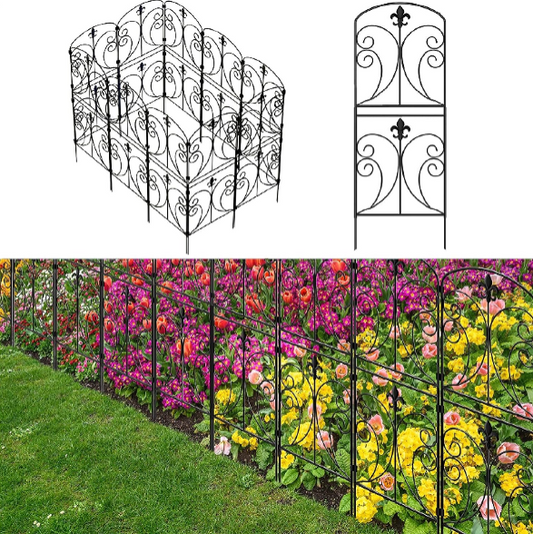 Skcoipsra Decorative Garden Fence 15 Pack – 37.5in x 16ft Rustproof Metal Animal Barrier with Arched Panels for Yard and Garden