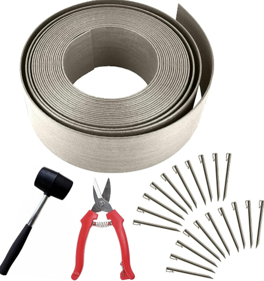 Landscape Edging Kit by Citrine Garden: 40-Foot Terrace Board with Spikes, Pruning Shear, and Rubber Mallet for Easy Yard Design