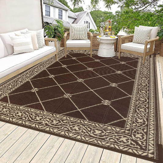 HiiARug Outdoor Patio Rug 6x9 Ft – Reversible Waterproof RV Camping Plastic Straw Rug