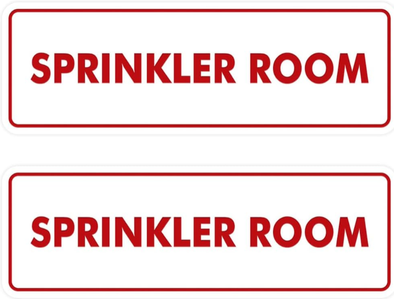 Signs ByLITA Standard Sprinkler Room Sign – White/Red Small 2-Pack for Professional Safety Labeling