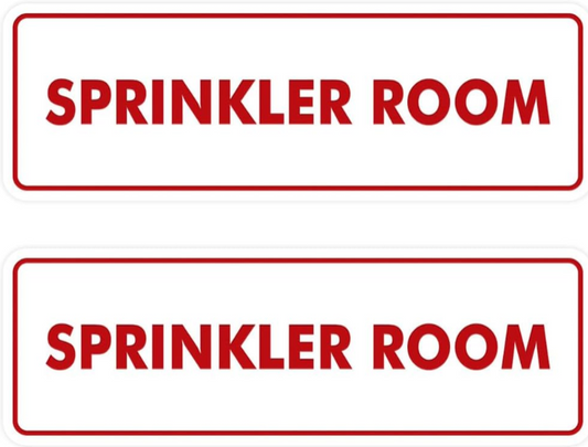Signs ByLITA Standard Sprinkler Room Sign – White/Red Small 2-Pack for Professional Safety Labeling