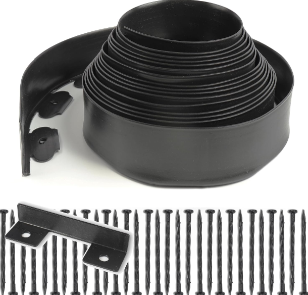 4 Inch Landscape Edging No Dig 33FT – Flexible Garden Border with Spikes for Lawn & Flower Beds