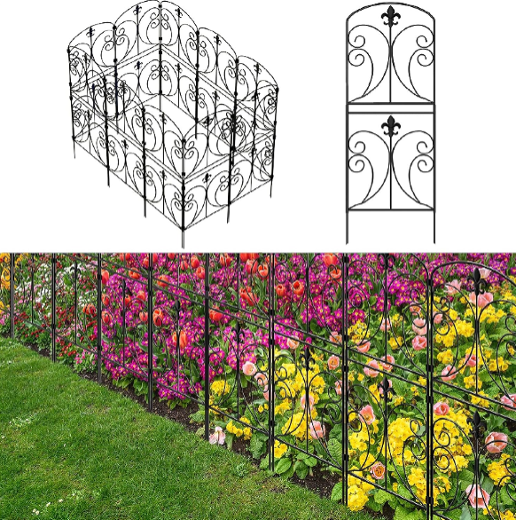 Skcoipsra Decorative Garden Fence – 15 Pack Arched Metal Animal Barrier, 37.5" x 16ft Rustproof Garden Border for Yard and Patio