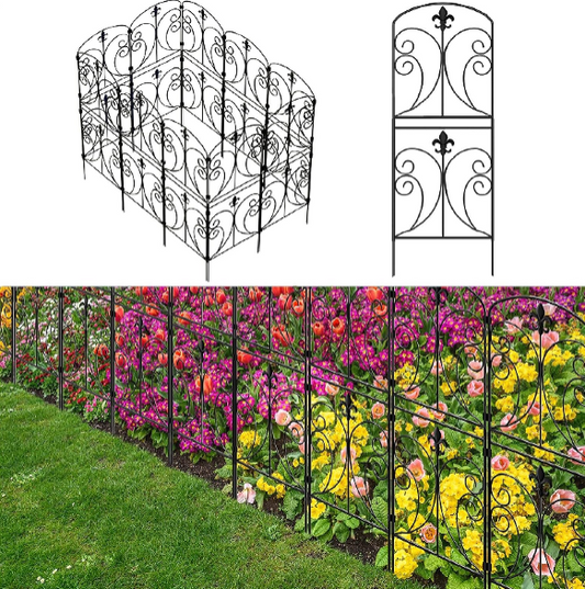 Skcoipsra Decorative Garden Fence – 15 Pack Arched Metal Animal Barrier, 37.5" x 16ft Rustproof Garden Border for Yard and Patio